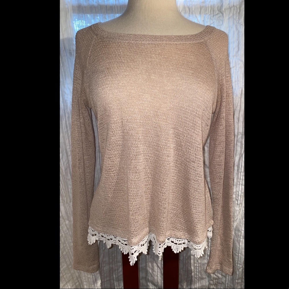 Beige Sweater with Lace Detail